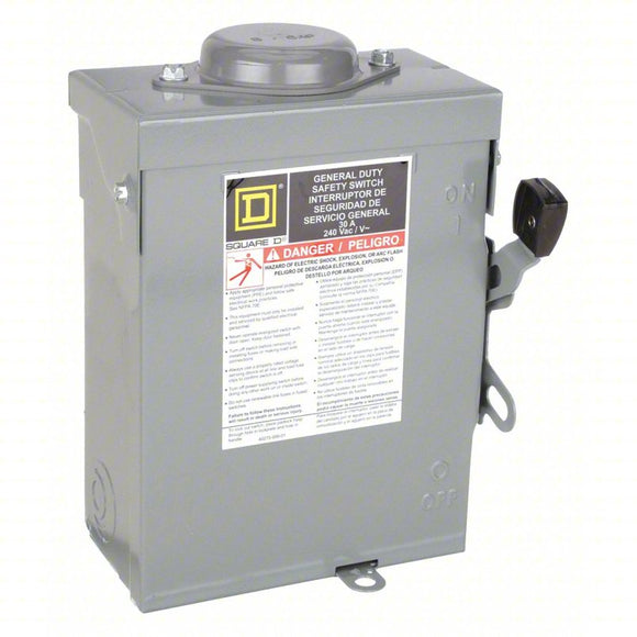 SQUARE D Safety Switch, Non-Fusible, 100 A, Three Phase, 240V AC, Indoor