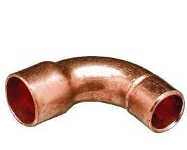 Copper Elbow, 90°, long reducing, copper, 1-1/8" C x 7/8" C